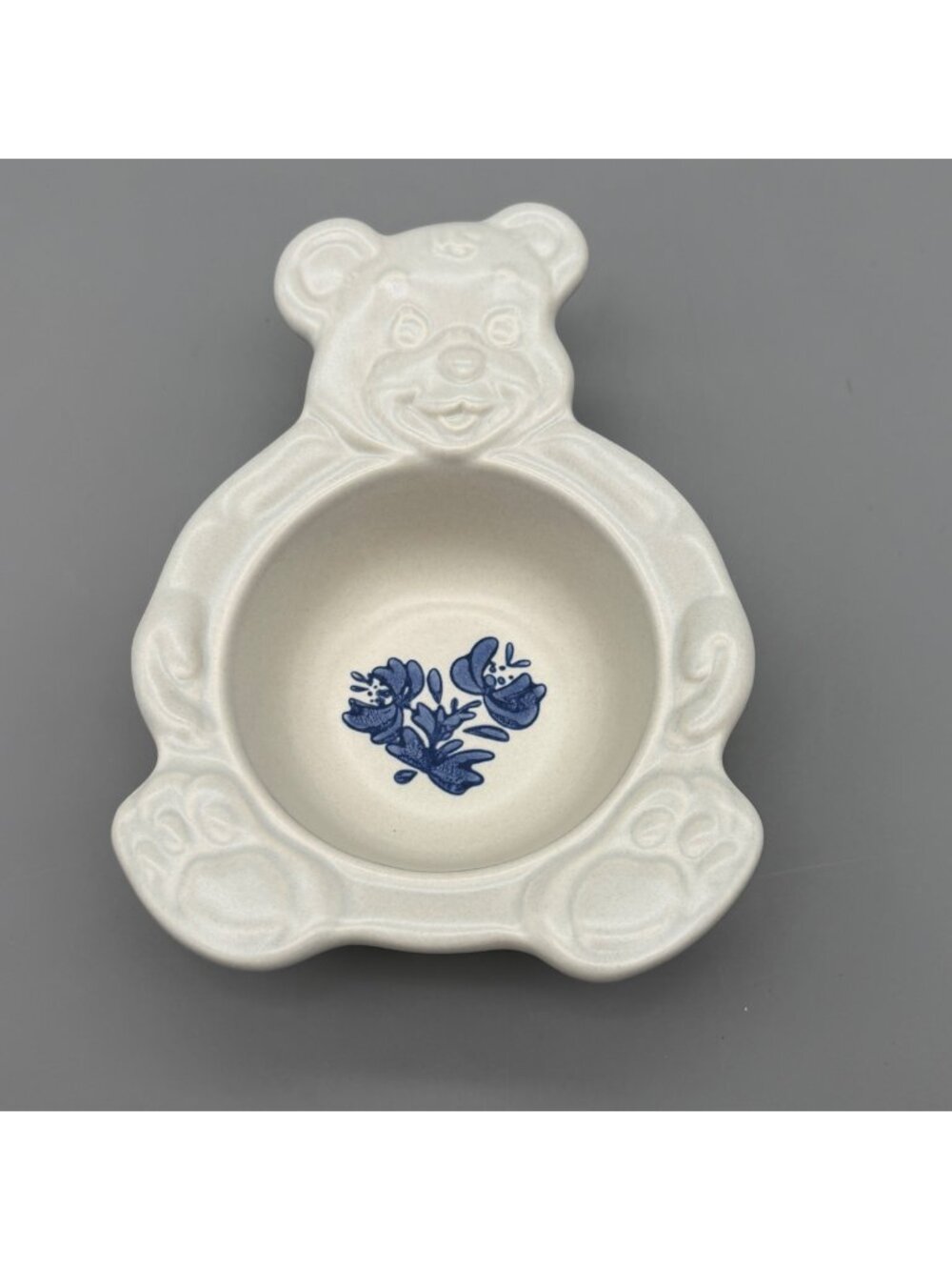 Pfaltzgraff Yorktowne Teddy Bear Shaped Ceramic Bowl Candy Dish Blue Floral
